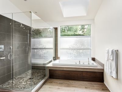 Natural Stone Accents in Shower